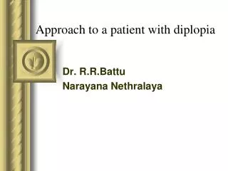 Approach to a patient with diplopia