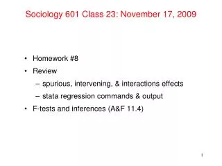 Sociology 601 Class 23: November 17, 2009