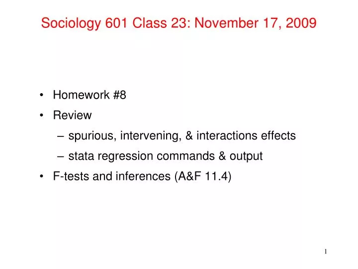 sociology 601 class 23 november 17 2009