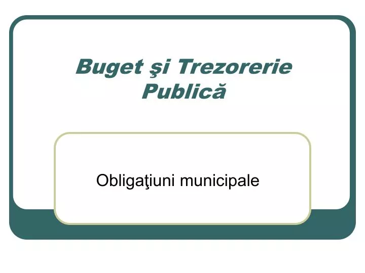 buget i trezorerie public