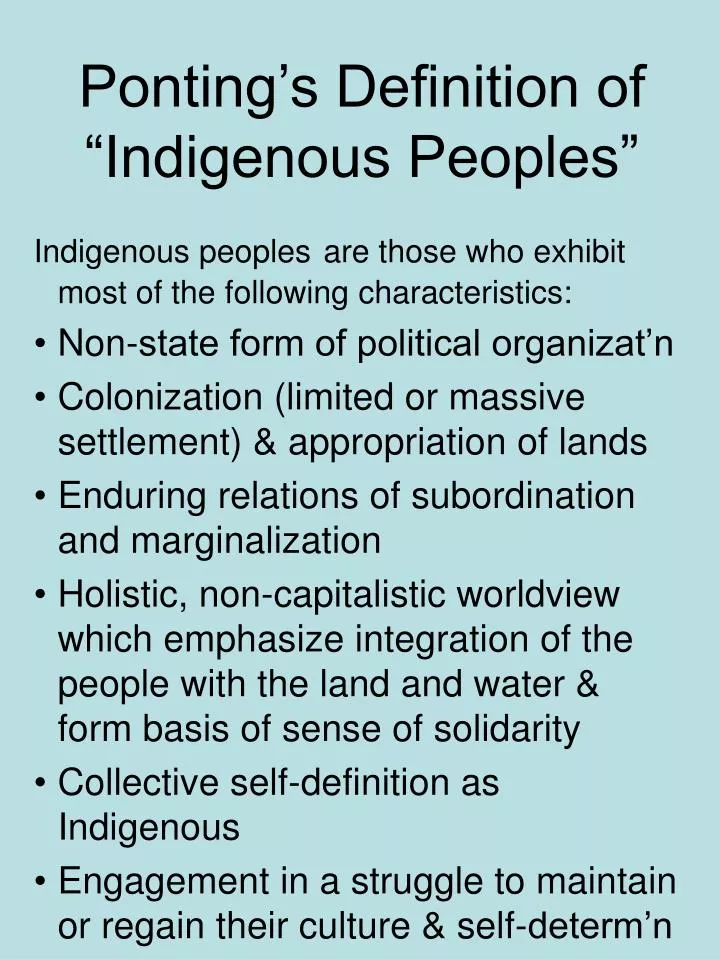 ponting s definition of indigenous peoples