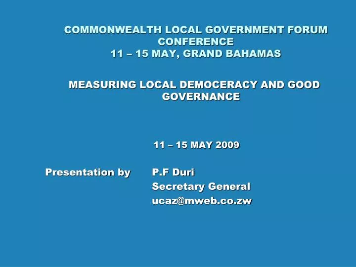 commonwealth local government forum conference 11 15 may grand bahamas