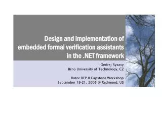 Design and implementation of embedded formal verification assistants in the .NET framework