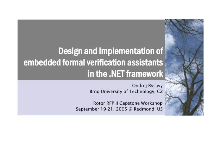 design and implementation of embedded formal verification assistants in the net framework