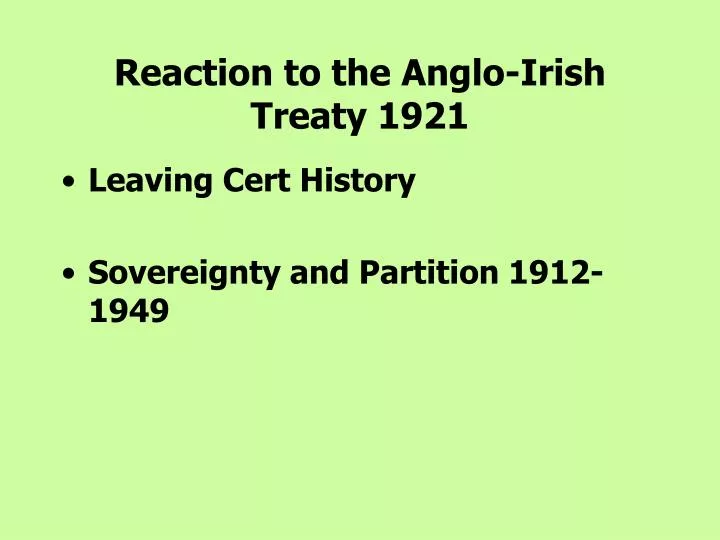 reaction to the anglo irish treaty 1921