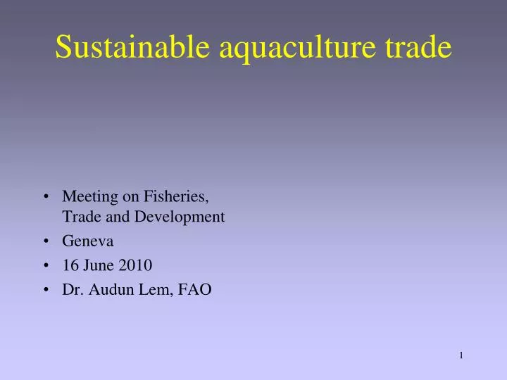 sustainable aquaculture trade