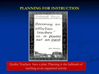 PLANNING FOR INSTRUCTION