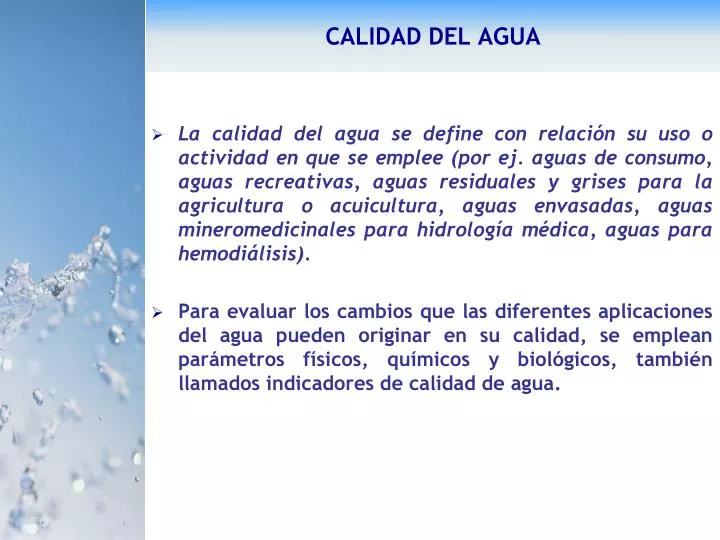 calidad del agua