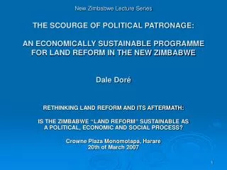 RETHINKING LAND REFORM AND ITS AFTERMATH:
