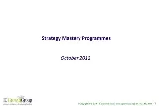 Strategy Mastery Programmes October 2012