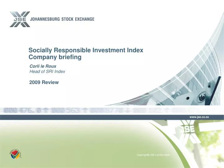 socially responsible investment index company briefing