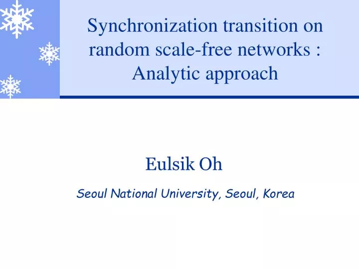 synchronization transition on random scale free networks analytic approach
