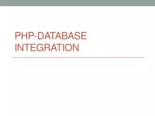 PHP-Database Integration