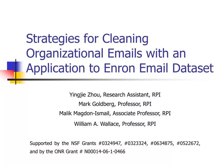 strategies for cleaning organizational emails with an application to enron email dataset
