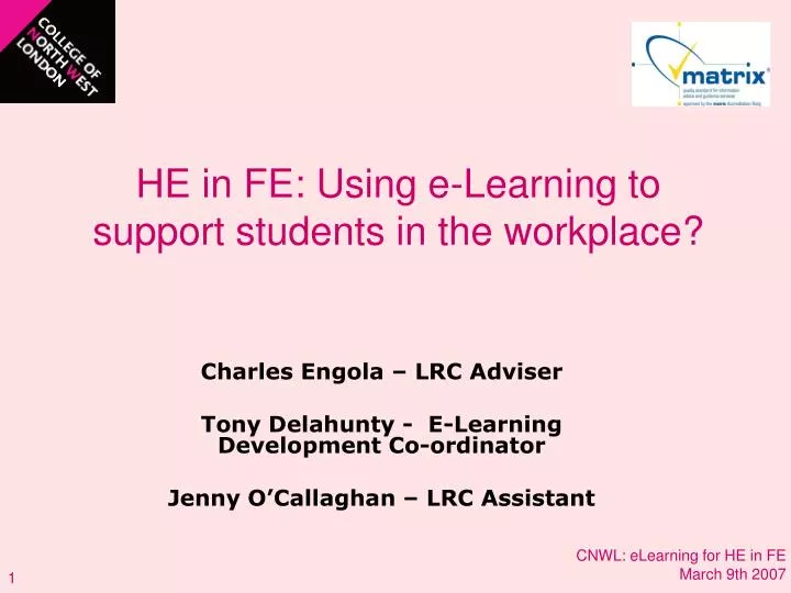 he in fe using e learning to support students in the workplace