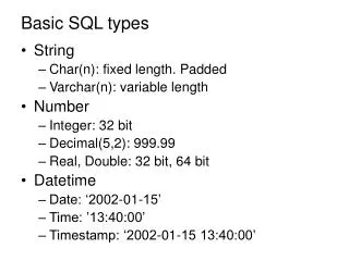 Basic SQL types
