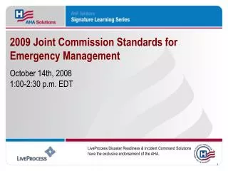 2009 Joint Commission Standards for Emergency Management