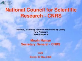 National Council for Scientific Research - CNRS