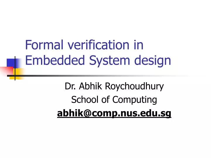 formal verification in embedded system design