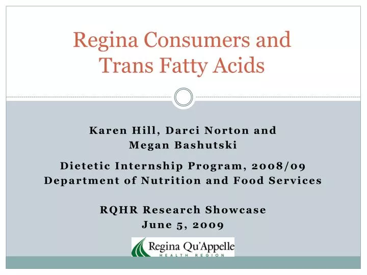 regina consumers and trans fatty acids