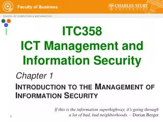 ITC358 ICT Management and Information Security