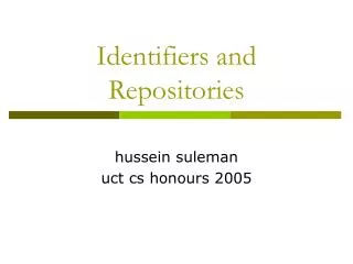 Identifiers and Repositories
