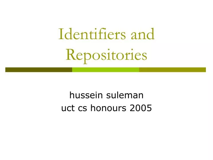 identifiers and repositories