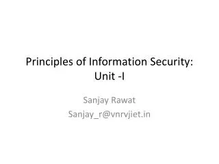 Principles of Information Security: Unit -I