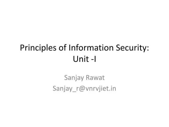 principles of information security unit i