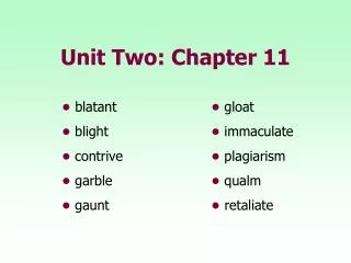 Unit Two: Chapter 11