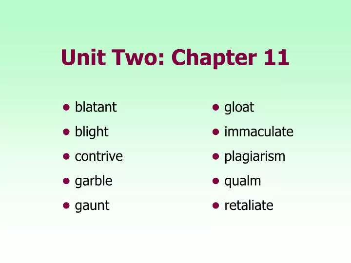 unit two chapter 11