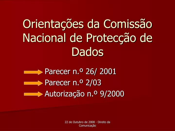 orienta es da comiss o nacional de protec o de dados