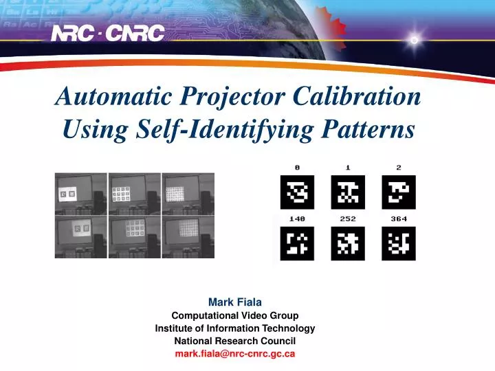 automatic projector calibration using self identifying patterns