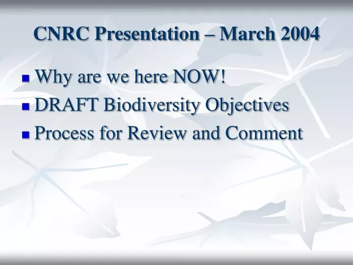 cnrc presentation march 2004