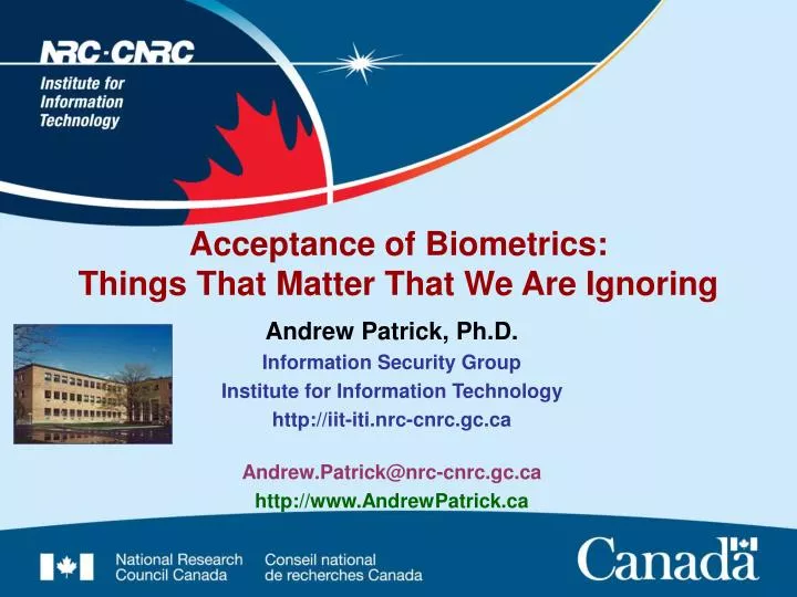 acceptance of biometrics things that matter that we are ignoring
