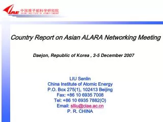 Country Report on Asian ALARA Networking Meeting