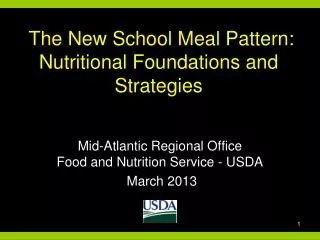 the new school meal pattern nutritional foundations and strategies