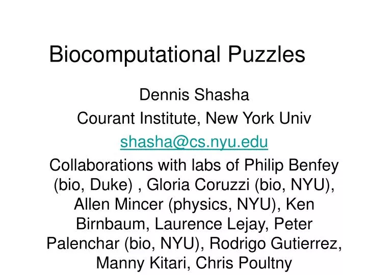 biocomputational puzzles