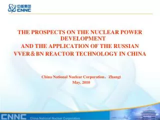 THE PROSPECTS ON THE NUCLEAR POWER DEVELOPMENT AND THE APPLICATION OF THE RUSSIAN