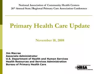 Primary Health Care Update November 18, 2008