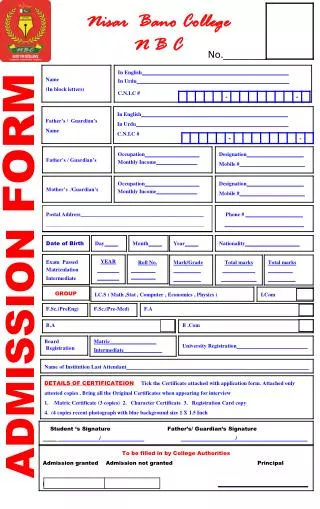 ADMISSION FORM