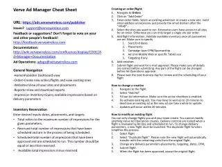Verve Ad Manager Cheat Sheet
