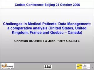 Codata Conference Beijing 24 October 2006