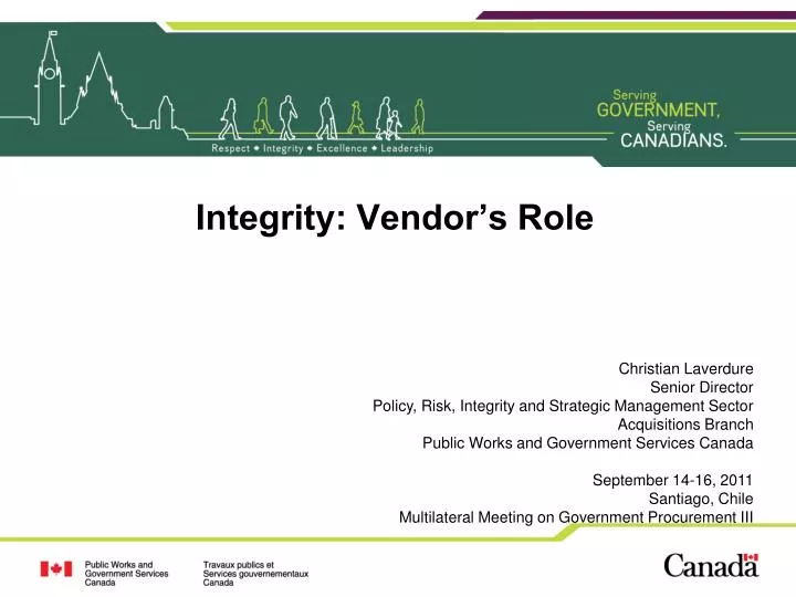 integrity vendor s role