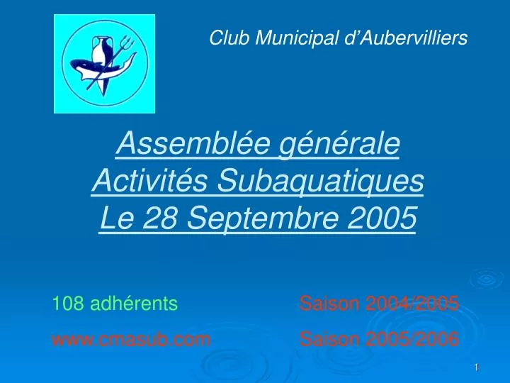 assembl e g n rale activit s subaquatiques le 28 septembre 2005