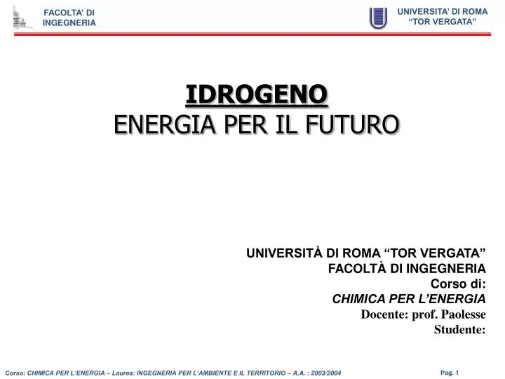 idrogeno energia per il futuro