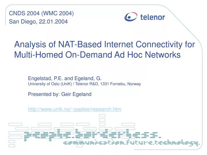 analysis of nat based internet connectivity for multi homed on demand ad hoc networks