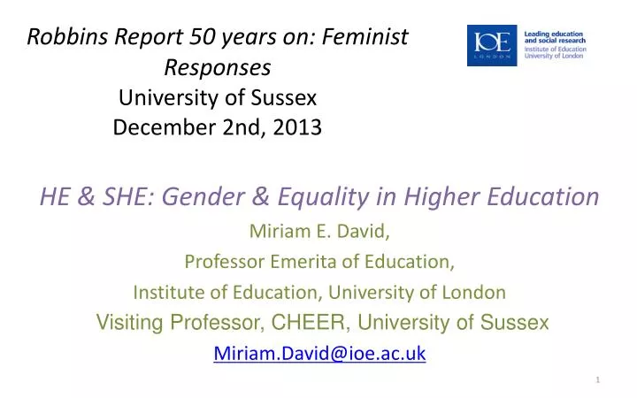 robbins report 50 years on feminist responses university of sussex december 2nd 2013
