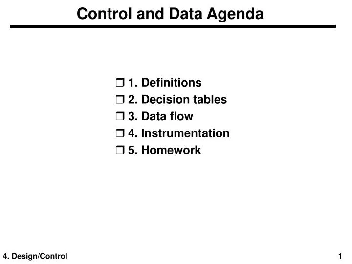 control and data agenda