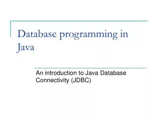 Database programming in Java